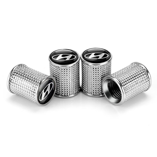 Набір захисних ковпачків SUNROZ Caps на ніпель для автомобіля Хюндай Lux Silver Hyundai (метал) 4 штуки (A-67516) - зображення 2