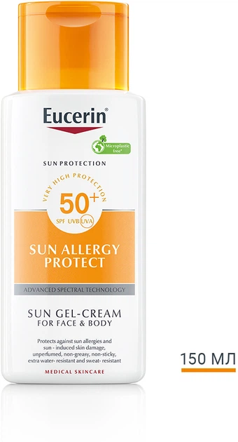 Солнцезащитный кремовый гель Eucerin Sun Allergy Protect SPF 50 150 мл (4005808581184) - изображение 2