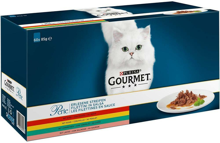 Вологий корм для котів Gourmet Perle філе в соусі 60х85 г (7613035826915) - зображення 1
