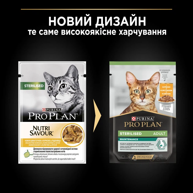 Консервы Purina Pro Plan Nutrisavour Sterilised (пауч) для стерилизованных кошек кусочки курицы в подливе, 85 г - изображение 2