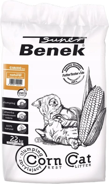 Наповнювач для котячого туалету Benek Corn Classic кукурудзяний Натуральний 35 л (5905397022510) - зображення 1