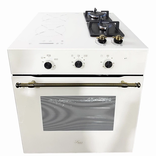 Духовой шкаф газовый Luxor Qualität 60 GIO White Grill KUP конвектор, белое стекло + набор для подключения пропан в подарок, белый - изображение 3