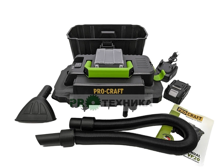 Аккумуляторный строительный пылесос Procraft VP20 (сухая и влажная уборка, выдув, 1 АКб и ЗУ) - изображение 10