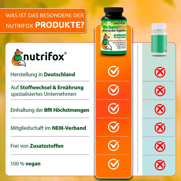 Берберин (цинк, хром, магний, B12, B6, фолиевая кислота) 500 мг Nutrifox – 120 капсул - изображение 5