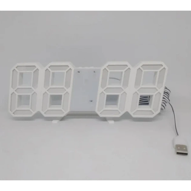 Часы настольные LY 1089 USB 5V белые с голубой LED подсветкой - изображение 3