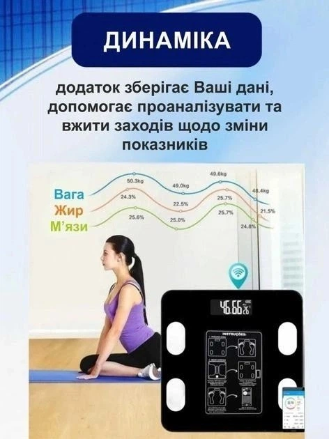 Весы напольные А-525O умные фитнес весы с Bluetooth блютуз до 180 кг смарт весы с приложением для телефона - изображение 10