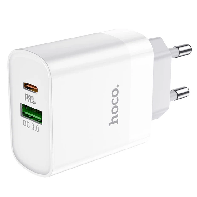 Мережевий зарядний пристрій (МЗП) HOCO C80A Plus Rapido PD20W+QC3.0 (1Type-C/1USB) White - Фото 3 Мережевий зарядний пристрій (МЗП) HOCO C80A Plus Rapido PD20W+QC3.0 (1Type-C/1USB) White - изображение 3