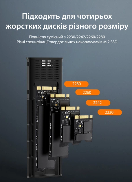 Зовнішня кишеня Blueendless 2810SN для M.2 SSD NVMe (PCIe) / NGFF (Sata) Type-C USB 3.1 Gen 2 - зображення 3