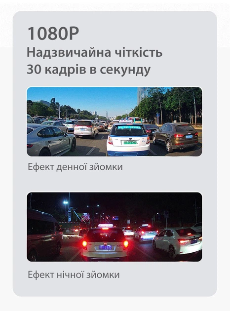 Автомобільний відеореєстратор HD1080p WiFi камера G-сенсор автоматичний цикл нічна зйомка Axacam V8 - зображення 6