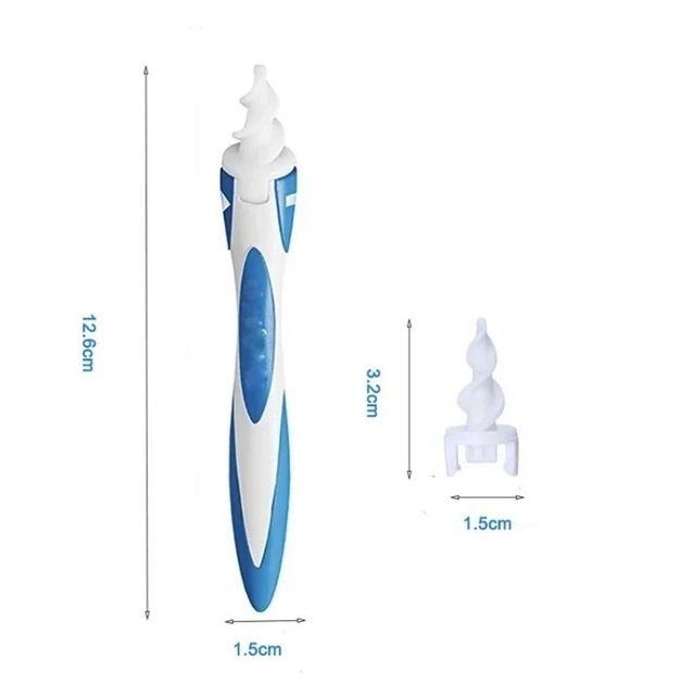Прибор для чистки ушей Smart Swab с съемными силиконовыми насадками, безопасная конструкция, Белый с голубым - изображение 6
