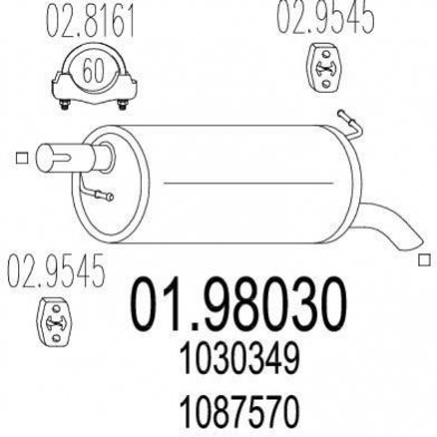 Глушник MTS 0198030 Ford Galaxy 1484069, 1232664, 1087570 - зображення 1