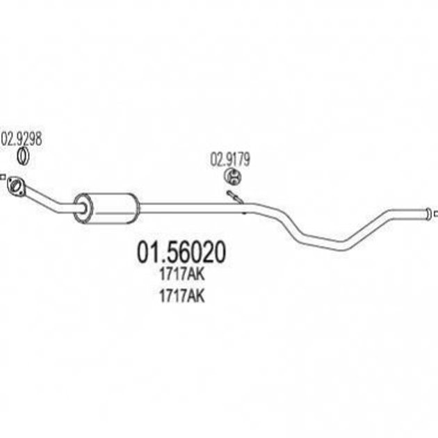 Глушник середній MTS 0156020 Peugeot 307; Citroen C4 1717AK, 1717R3, 1717Z1 - зображення 1