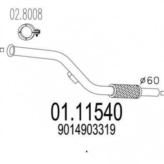 Труба глушителя MTS 0111540 Mercedes Sprinter A9014903319, 9014903319 - изображение 1