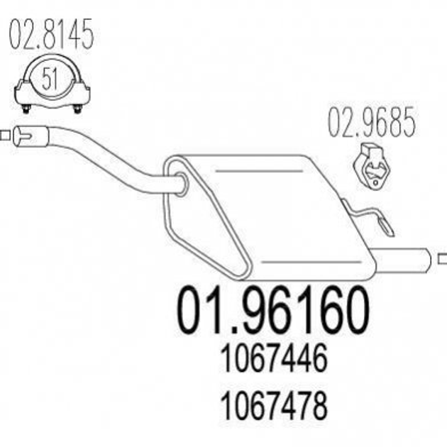 Глушитель MTS 0196160 Ford Focus 1067446, 1067478, 1121647 - изображение 1