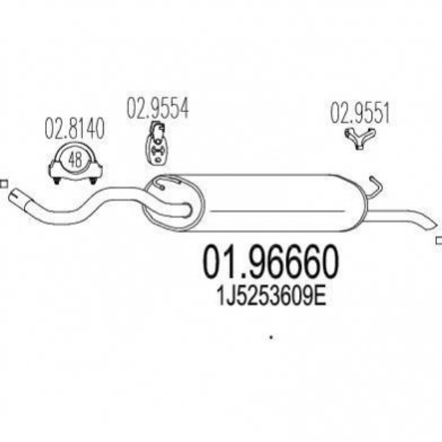 Глушитель MTS 0196660 Volkswagen Golf, Bora; Skoda Octavia 1J5253609E - изображение 1