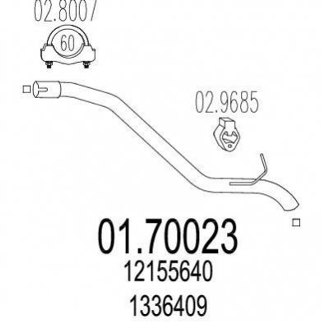 Труба глушителя MTS 0170023 Ford Focus 1336409, 12155640 - изображение 1