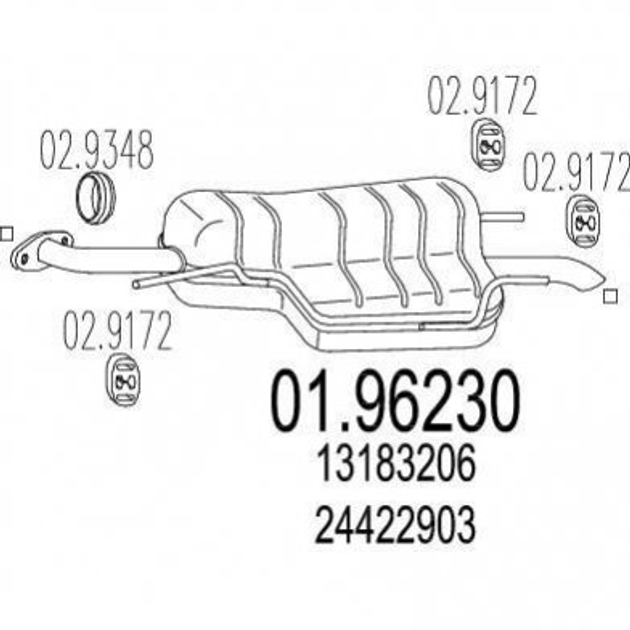 Глушник MTS 0196230 Opel Zafira 13183206, 24423000, 24423013 - зображення 1