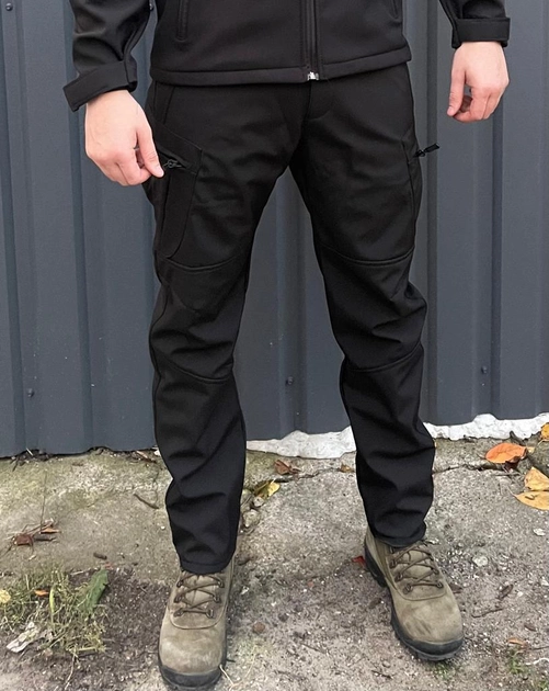Тактичні теплі штани Softshell Чорний XXL (Kali) - зображення 1