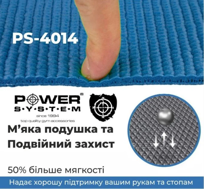 Коврик для йоги и фитнеса Power System PS-4014 Fitness-Yoga Mat Blue - изображение 2