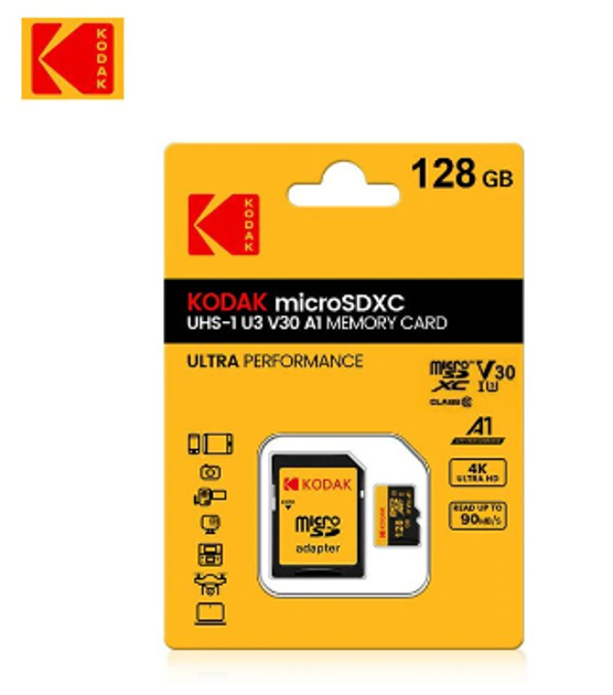 Карта памяти Kodak micro SD 128 Gb U3 A1 class 10 + адаптер – фото ...