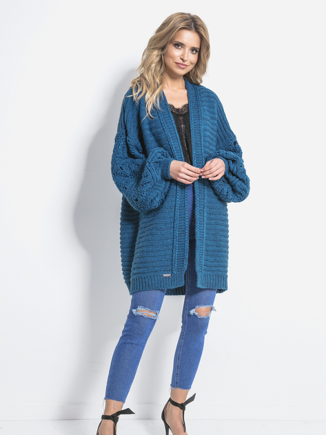 Кардиган в'язаний жіночий Fobya Cardigan F705 S-M Синій (5902553679021) - зображення 1