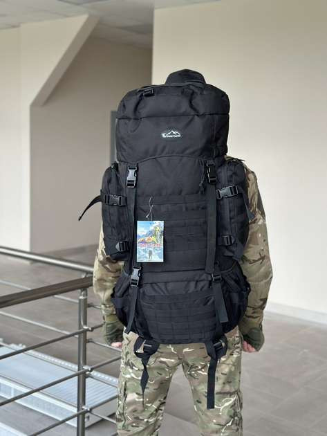 Туристичний великий рюкзак Tactic похідний військовий рюкзак рюкзак на 90 л тактичний рюкзак Чорний (new-tur90-black) - зображення 2