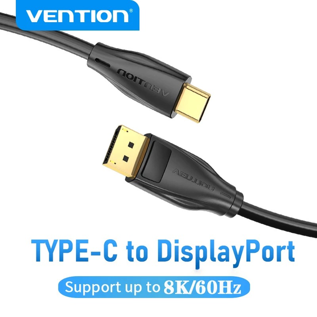 Кабель Type-C-DisplayPort v1.4 Vention PVC 8K 60Hz 4K 144Hz 2k 165Hz ...
