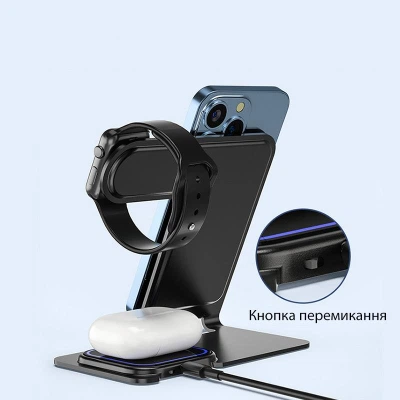 Зарядное устройство PRoda Azeada Metal 15W 3 in 1 PD-W19 Black (PD-W19-BK) - изображение 2