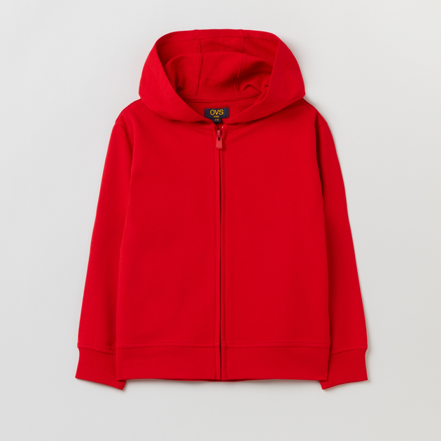 Bluza chłopięca rozpinana z kapturem OVS 1829136 116 cm Czerwona (8056781695159) - obraz 1