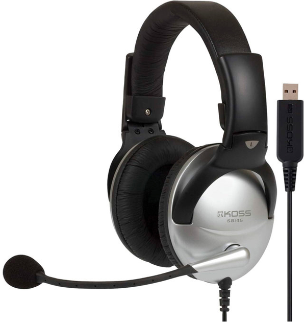 Słuchawki Koss SB45 USB Over-Ear Wired Microphone Silver Black (195752) - obraz 1