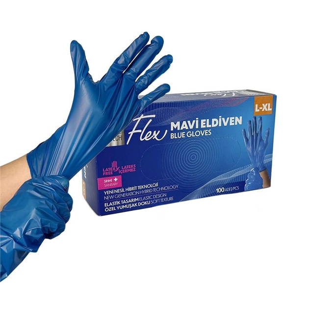 Медицинские перчатки Flex,TPE, синий , L/XL , 100 шт Reflex - зображення 1