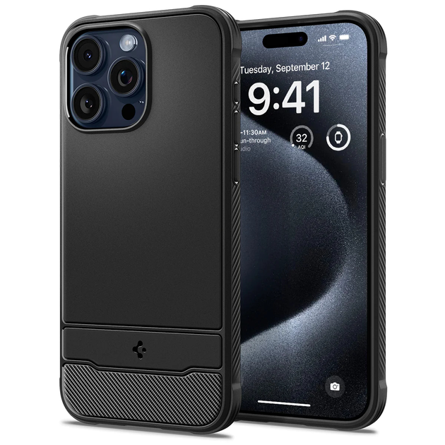 Spigen® Liquid Air™ ACS06562 iPhone 15 Pro Max Case - Matte Black