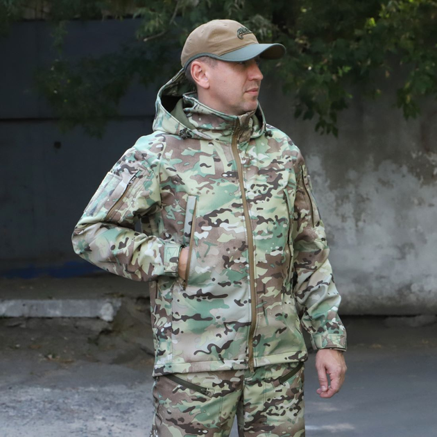 Тактична куртка "Шторм" Softshell мультикам на флісі розмір 46 (911) - изображение 2