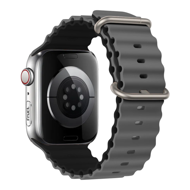 Силиконовый ремешок Fruct Ocean для Apple Watch 42/44/45/46/49 mm Grey Black - изображение 2