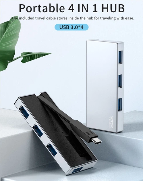 USB адаптер 4 в 1 HUB Vokamo із вбудованим шнуром Type-C VOKAMO HT3 (UFTHT3) - Фото 4 USB адаптер 4 в 1 HUB Vokamo із вбудованим шнуром Type-C VOKAMO HT3 (UFTHT3) - зображення 4