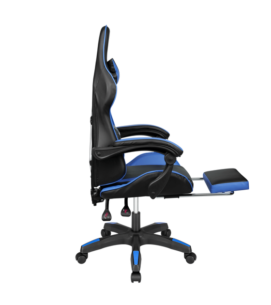 Крісло геймерське KrugerMatz GX-150 з підставкою для ніг Black/Blue - зображення 7