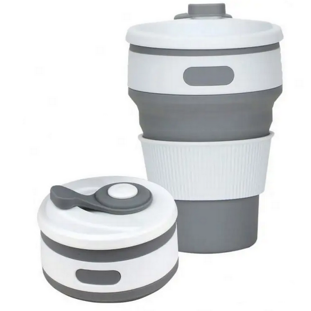 Склянка складна 350 мл, Silicon Magic Cup, Сіра - Фото 1 Склянка складна 350 мл, Silicon Magic Cup, Сіра - изображение 1