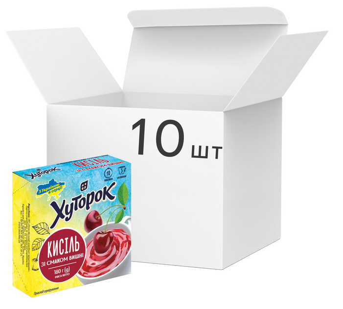 Упаковка киселя Хуторок со вкусом вишни 180 г х 10 шт (4823124601832 ...