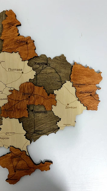 Деревянная Многослойная карта Украины "Брауни" Simpl, 200×134 см - изображение 4