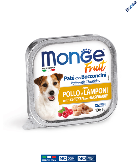 Влажный корм Monge Dog Wet FRUIT курица с малиной 0.1 кг (013215) - Фото 1 Влажный корм Monge Dog Wet FRUIT курица с малиной 0.1 кг (013215) - изображение 1