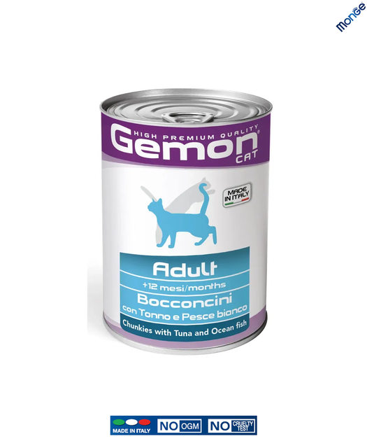 Вологий корм Monge Gemon Cat Wet Adult тунeць та океанічна риба 0.415 кг (300742) - Фото 1 Вологий корм Monge Gemon Cat Wet Adult тунeць та океанічна риба 0.415 кг (300742) - зображення 1