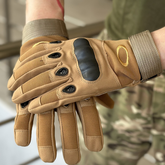Тактичні повнопалі рукавички армійські Tactic військові рукавички із захистом кістячок розмір L колір Койот (pp-coyote-l) - зображення 1