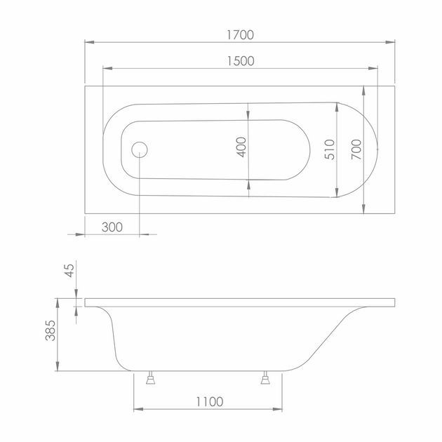 Ванна акриловая IMPRESE ROZKOS 170x70 b0701017070 - изображение 2