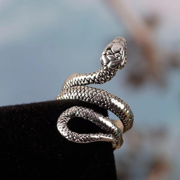 Черное кольцо в виде змеи