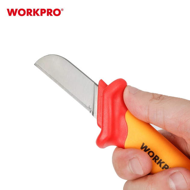 Нож для снятия изоляции (прямой) диэлектрический WORKPRO 50x180 мм EN/IEC 60900 10000V PRO PLUS WP344004 - изображение 4