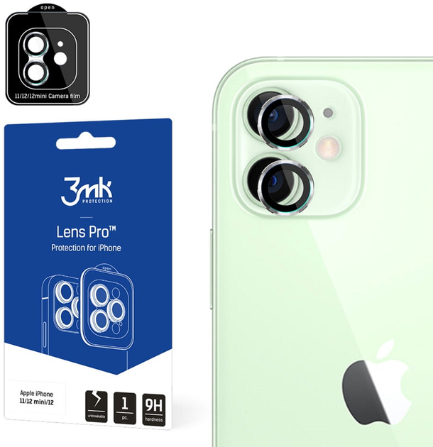 Захисна плівка 3MK Lens Protection Pro для камери Apple iPhone 11/12/12 mini з монтажною рамкою (5903108452397) - зображення 1