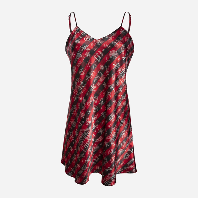 Koszula nocna damska DKaren Christmas Slip Pattern No.12 M Czerwona/Czarny (5903251429017) - obraz 3