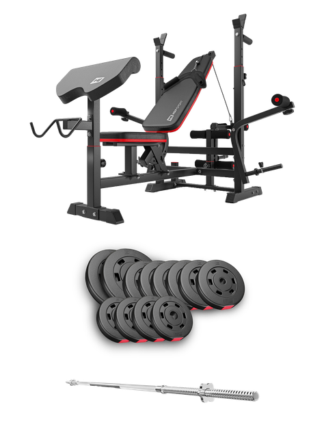Набор Hop-Sport Premium 69кг со скамьей HS-1075 Pro и штангой - изображение 2