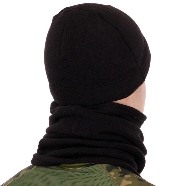 Комплект шапка флісова тактична з баффом Zelart 0312 Black - зображення 2