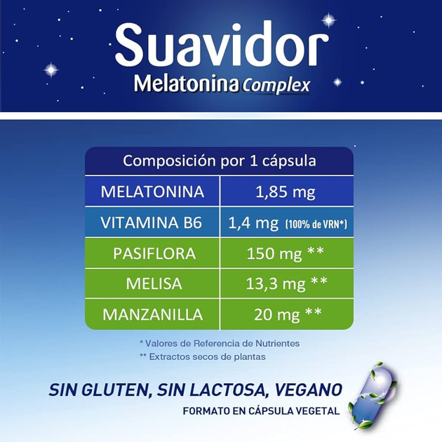 Suplement diety Suavidor Melatonina Complex 30 kapsułek (8470001661500) - obraz 2